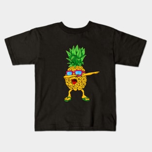 Funny Dance Dabbing Pineapple Glasses Summer Beach Kids T-Shirt